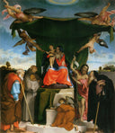 Enthroned Madonna with Angels and Saints, St. Joseph and St. Bernard on the left,  St. John the Baptist and St. Anthony the Abbot on the right by Lorenzo Lotto — hand-painted cultural oil painting reproduction on canvas