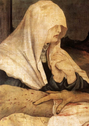 Entombment (detail from The bottom of The first view of the Isenheim Altar) - Matthias Grünewald