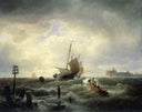 Entrance To The Harbor Of Hellevoetsluis by Andreas Achenbach — hand-painted seascapes oil painting reproduction on canvas
