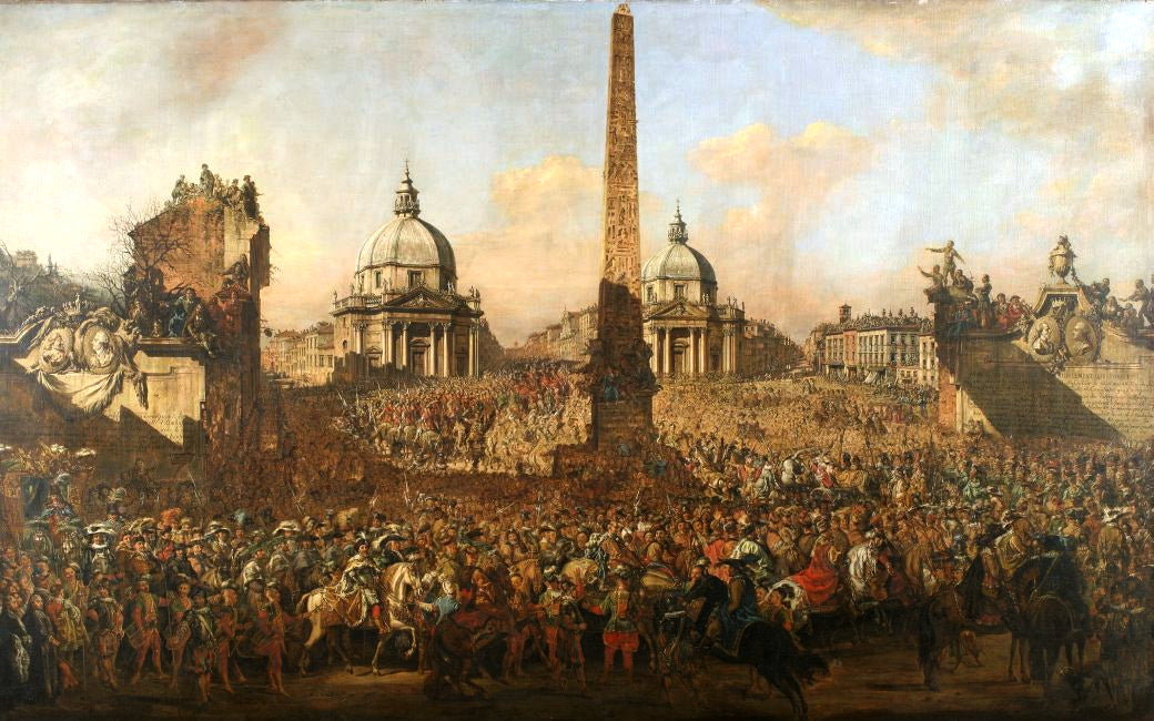 Entry into Rome of Jerzy Ossolinski, Emissary of Wladyslaw IV of Poland with Pope Urban VIII - Bernardo Bellotto