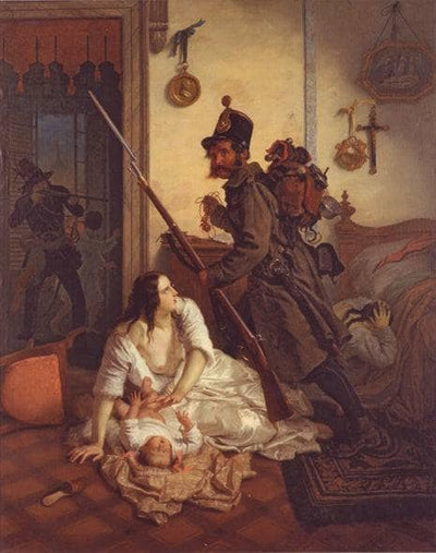 An Episode of Looting during the Five Days of Milan by Baldassare Verazzi — oil painting reproduction