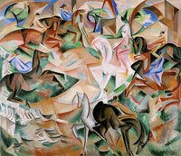 Equestrian Fantasy with Pink Lady by Alice Bailly — hand-painted abstract oil painting reproduction on canvas