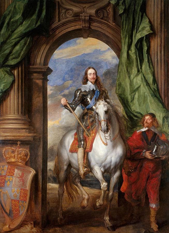 Equestrian Portrait of Charles I, King of England with Seignior de St Antoine by Anthony van Dyck — hand-painted cultural oil painting reproduction on canvas