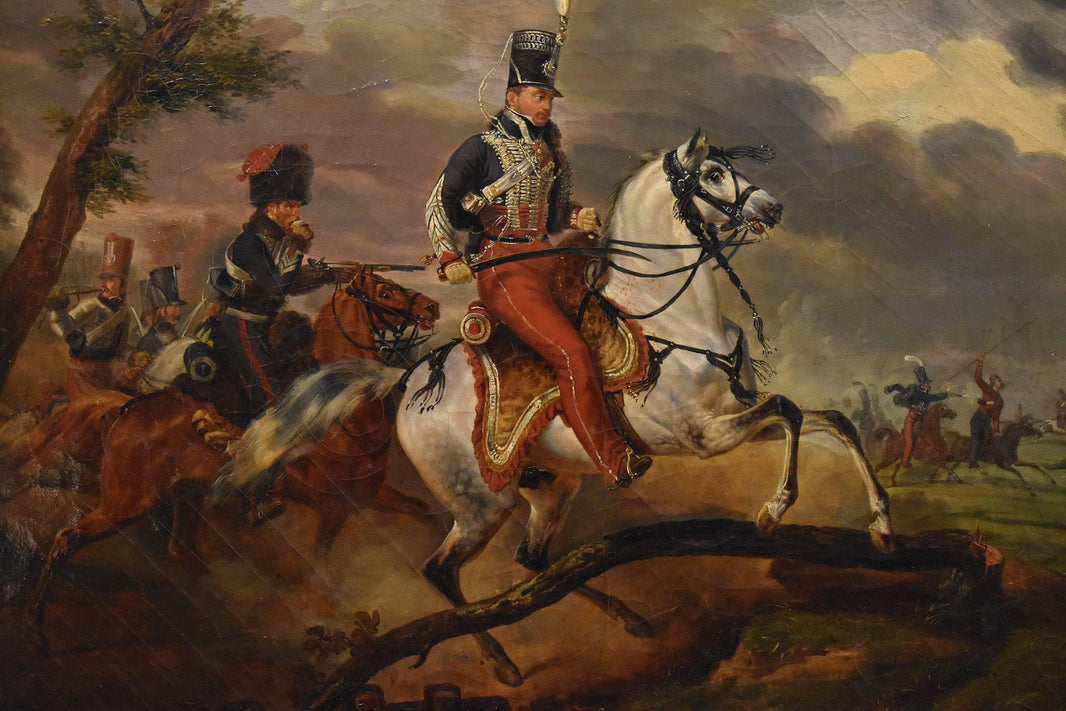 Equestrian portrait of Colonel Clary, commanding the 1st Hussard Regiment from 1813 to 1815 by Horace Vernet — hand-painted animal oil painting reproduction on canvas