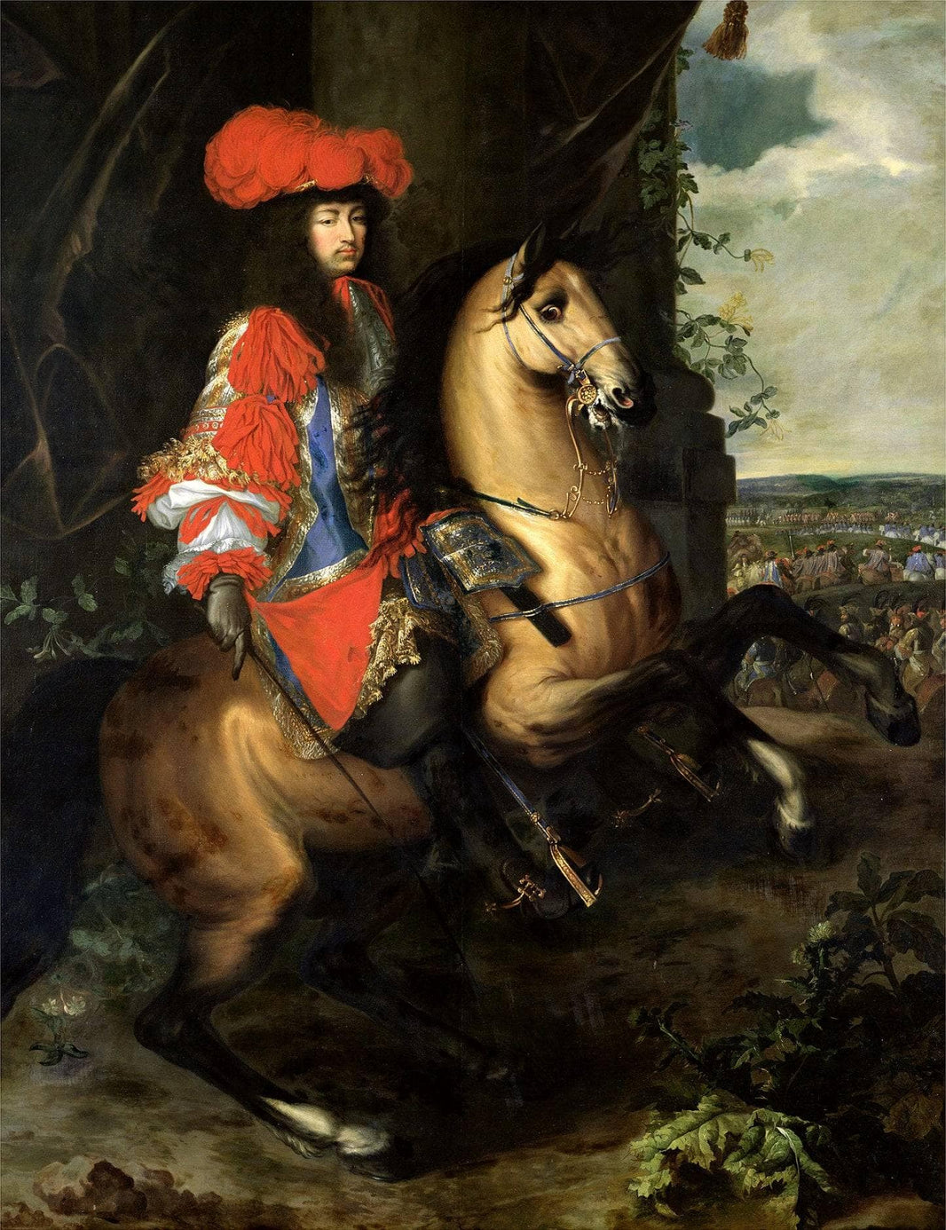 Equestrian Portrait of Louis Xiv of France by Adam van der Meulen — hand-painted animal oil painting reproduction on canvas