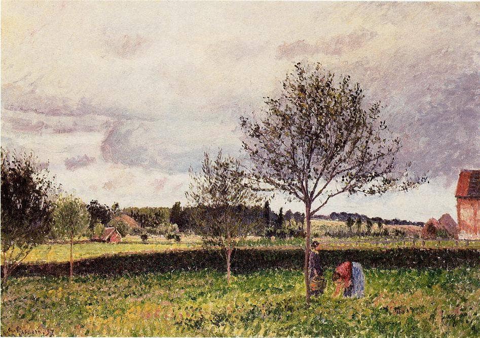 Eragny Landscape, Le Pre by Camille Pissarro — hand-painted botanical oil painting reproduction on canvas