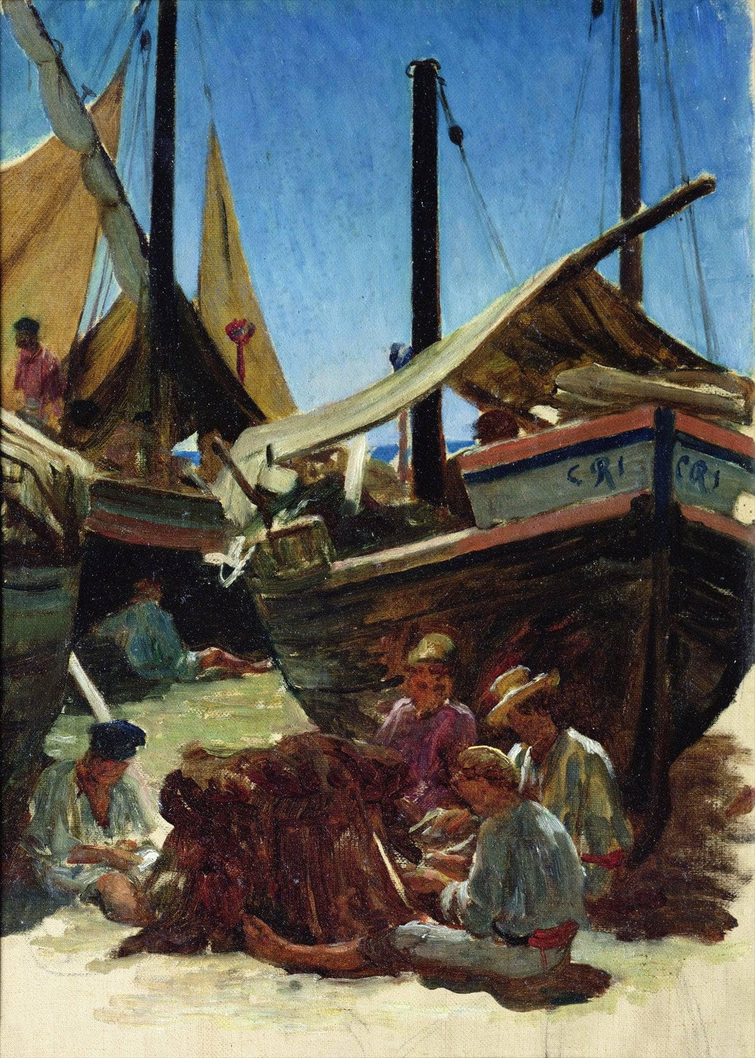 Port of Anzio by Ernest Hébert — hand-painted cultural oil painting reproduction on canvas