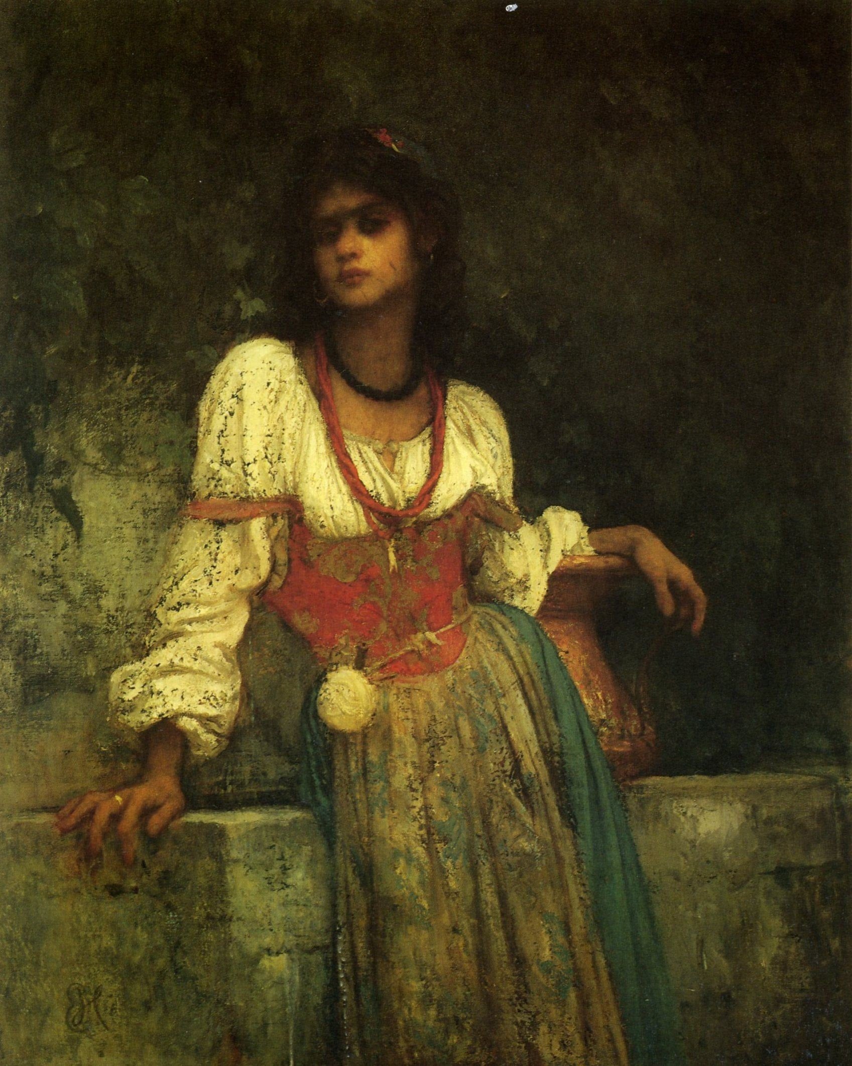 Rosanera at the fountain - Ernest Hébert