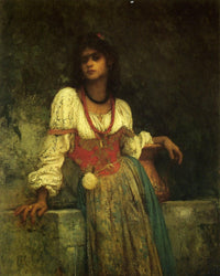 Rosanera at the fountain by Ernest Hébert — hand-painted portrait oil painting reproduction on canvas