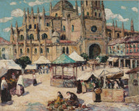 Market Square, Segovia, Spain by Ernest Lawson — hand-painted architectural oil painting reproduction on canvas