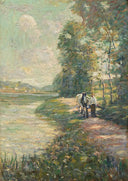 Path Along the River's Edge by Ernest Lawson — hand-painted landscape oil painting reproduction on canvas