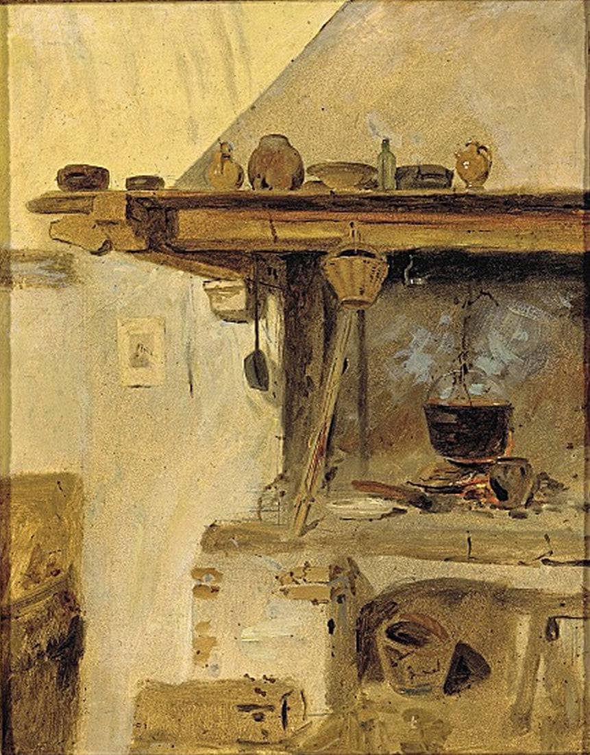 An Italian kitchen by Ernst Meyer — hand-painted still oil painting reproduction on canvas