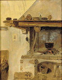 An Italian kitchen by Ernst Meyer — life oil painting wall art, Romanticism
