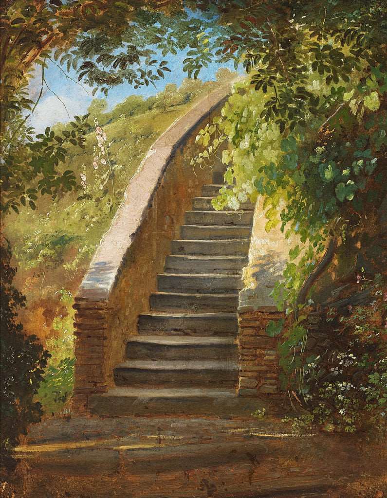 A stairway in Italy by Ernst Meyer — hand-painted landscape oil painting reproduction on canvas