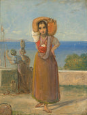 Young Italian woman at the well of Cocumella near Sorrento, Italy by Ernst Meyer — male oil painting wall art, Romanticism