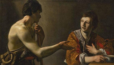 Esau selling his birthright to jacob for a pottage of lentils in home office