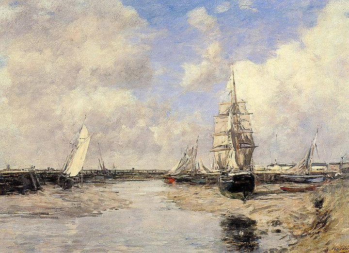 Estuary at Trouville by Eugene Boudin — hand-painted landscape oil painting reproduction on canvas