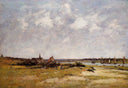 Etaples, La Canache, High Tide by Eugene Boudin — rural oil painting wall art, Impressionism