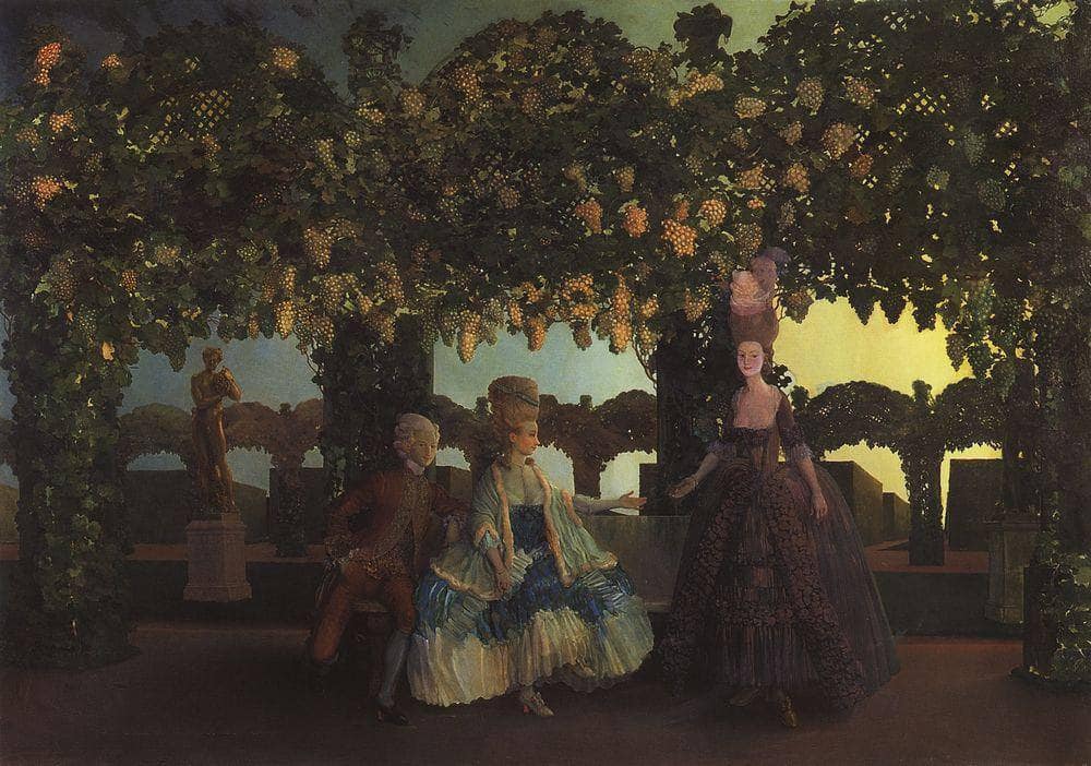 Evening by Konstantin Somov — hand-painted botanical oil painting reproduction on canvas