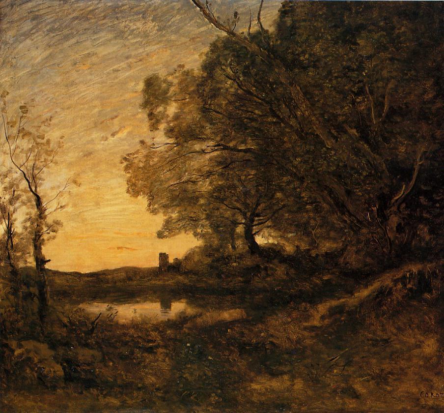 Evening Distant Tower - Camille Corot