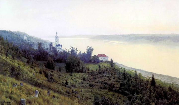 Evening. Golden Plyos. by Isaac Levitan — hand-painted eco oil painting reproduction on canvas