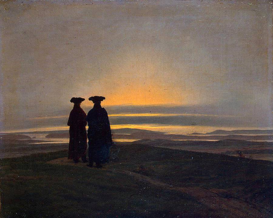 Evening Landscape with Two Men - Caspar David Friedrich