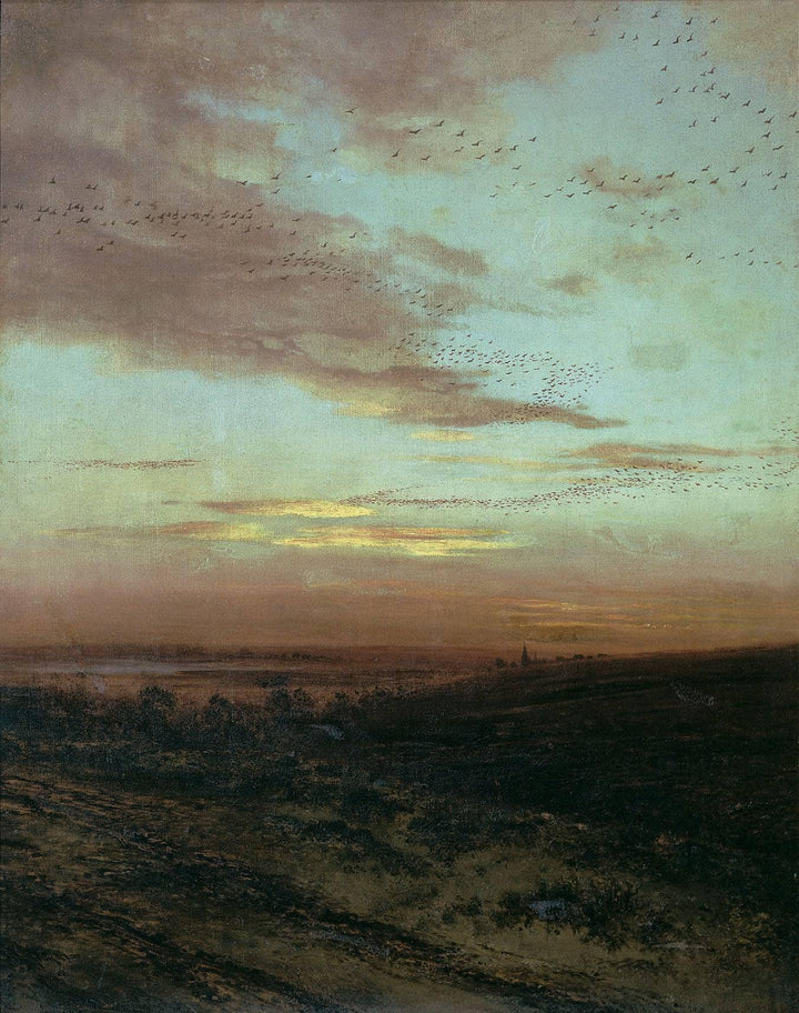 Evening Migration of birds by Aleksey Savrasov — hand-painted animal oil painting reproduction on canvas