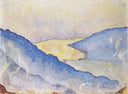 Evening mist on Lake Thun by Ferdinand Hodler — valley oil painting wall art, Symbolism