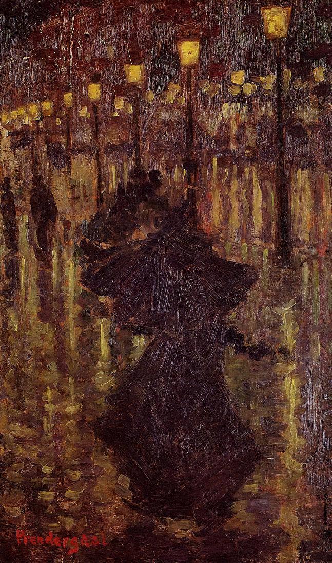 Evening Shower, Paris by Maurice Prendergast — hand-painted botanical oil painting reproduction on canvas