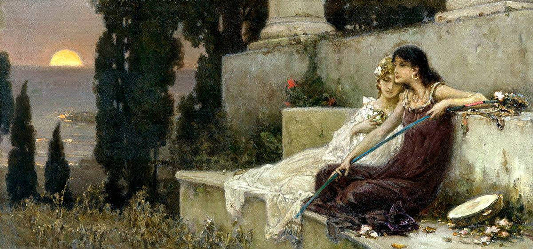 Evening Silence by Wilhelm Kotarbinski, hand-painted portrait oil painting reproduction on canvas
