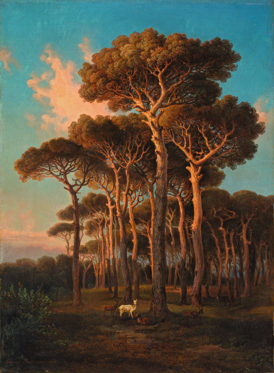 Evening Under the Pine Trees - Ferdinand Bellermann