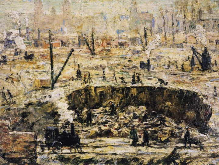 Excavation. Penn Station by Ernest Lawson — hand-painted landscape oil painting reproduction on canvas
