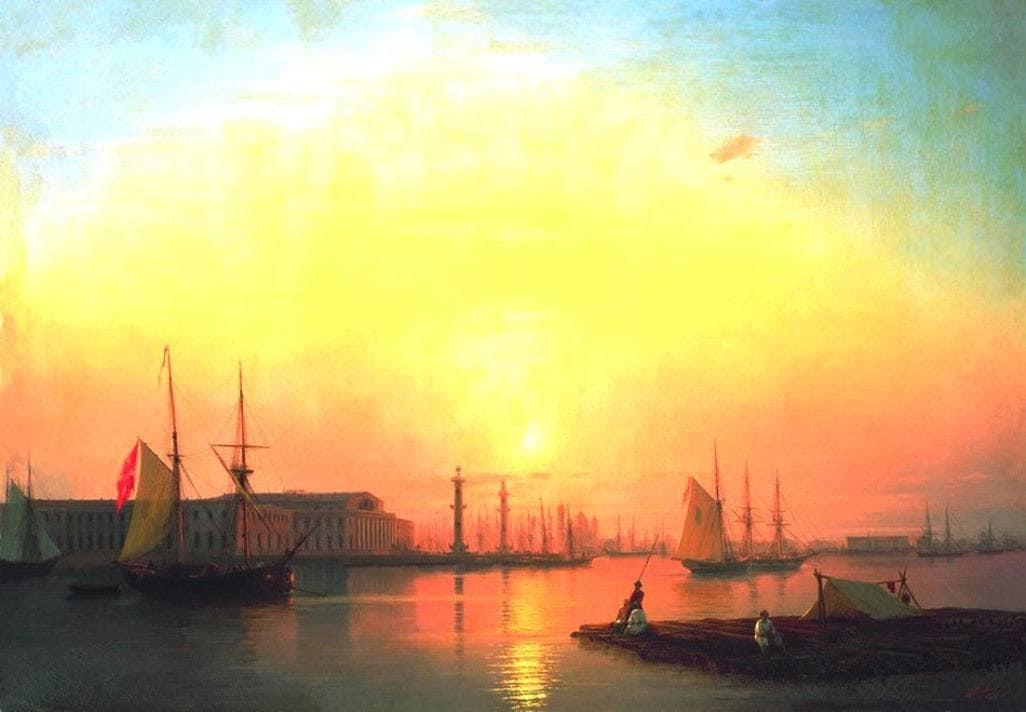 The St. Petersburg Stock Exchange by Ivan Aivazovsky — hand-painted landscape oil painting reproduction on canvas