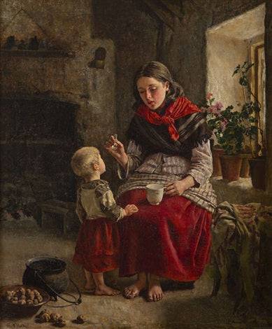Expectation, West of Ireland by Aloysius O'Kelly — hand-painted portrait oil painting reproduction on canvas