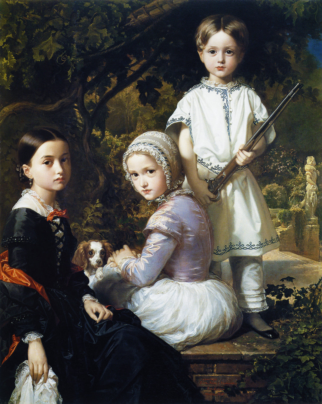 Luisa, Rosa and Raimundo, children of the painter by Raimundo de Madrazo — hand-painted portrait oil painting reproduction on canvas