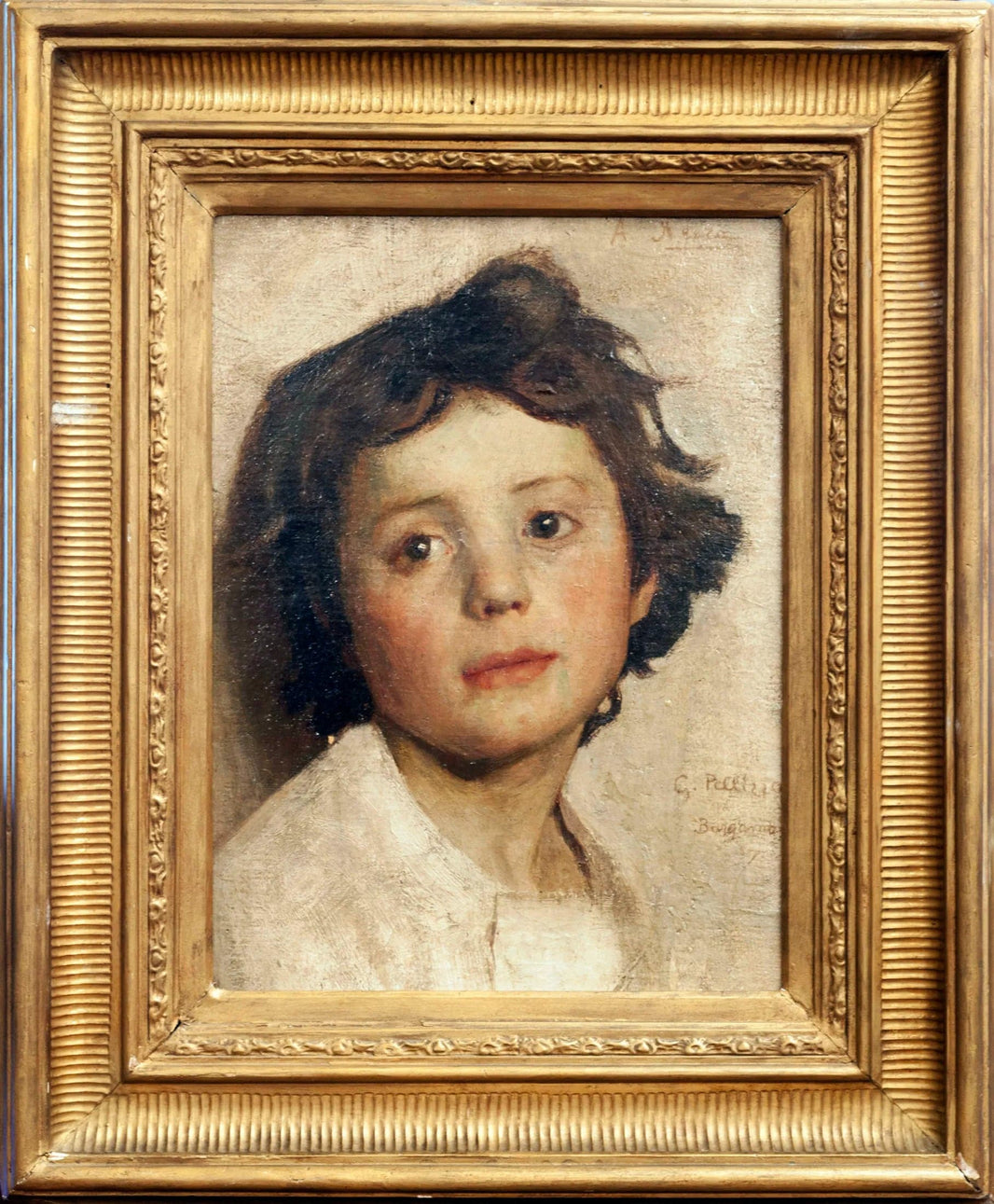 Face study. Portrait of a little girl by Pellizza da Volpedo — hand-painted portrait oil painting reproduction on canvas