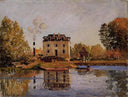 Factory in the Flood, Bougival by Alfred Sisley — hand-painted architectural oil painting reproduction on canvas