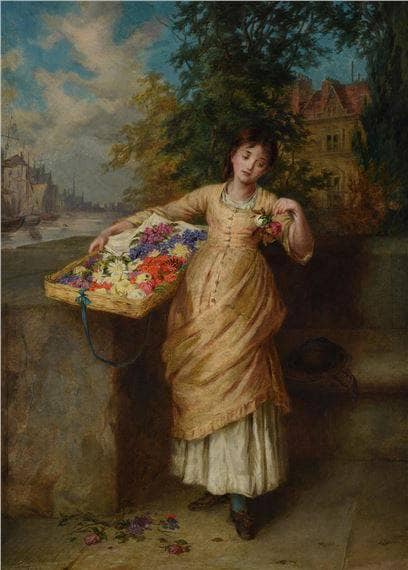 Fading Flowers by Augustus Edwin Mulready — hand-painted portrait oil painting reproduction on canvas