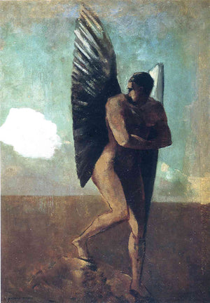 Fallen Angel Looking at a Cloud - Odilon Redon