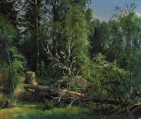 Fallen Tree by Ivan Shishkin — hand-painted botanical oil painting reproduction on canvas