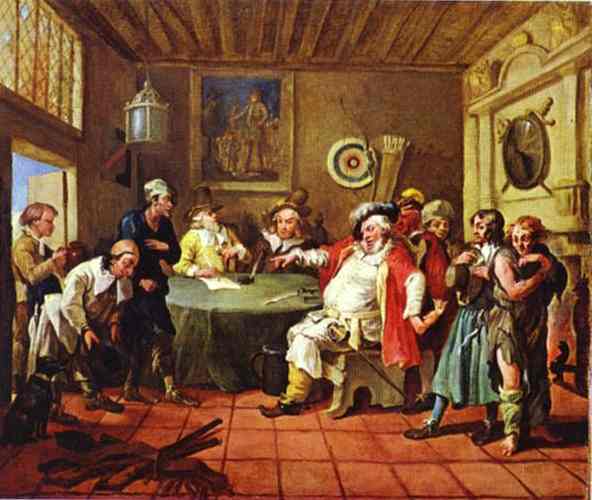 Falstaff Examining His Recruits by William Hogarth — hand-painted portrait oil painting reproduction on canvas