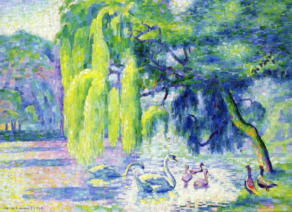 Family of Swans by Henri-Edmond Cross — hand-painted animal oil painting reproduction on canvas