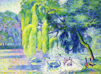 Family of Swans by Henri-Edmond Cross — hand-painted animal oil painting reproduction on canvas