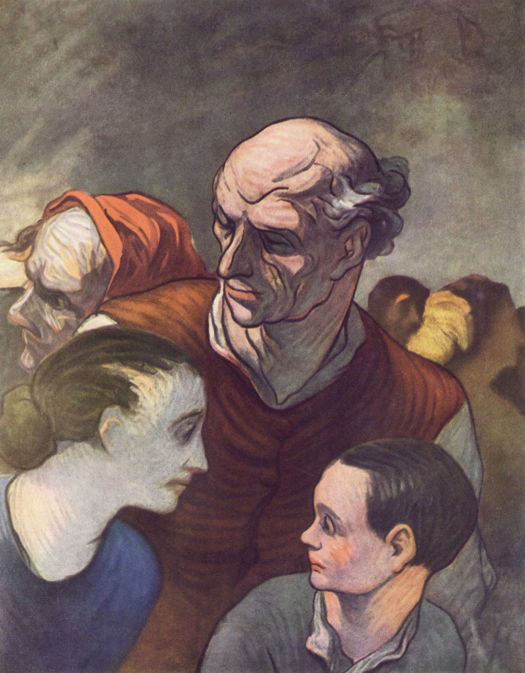 Family on the Barricades, 1848 by Honore Daumier, hand-painted portrait oil painting reproduction on canvas