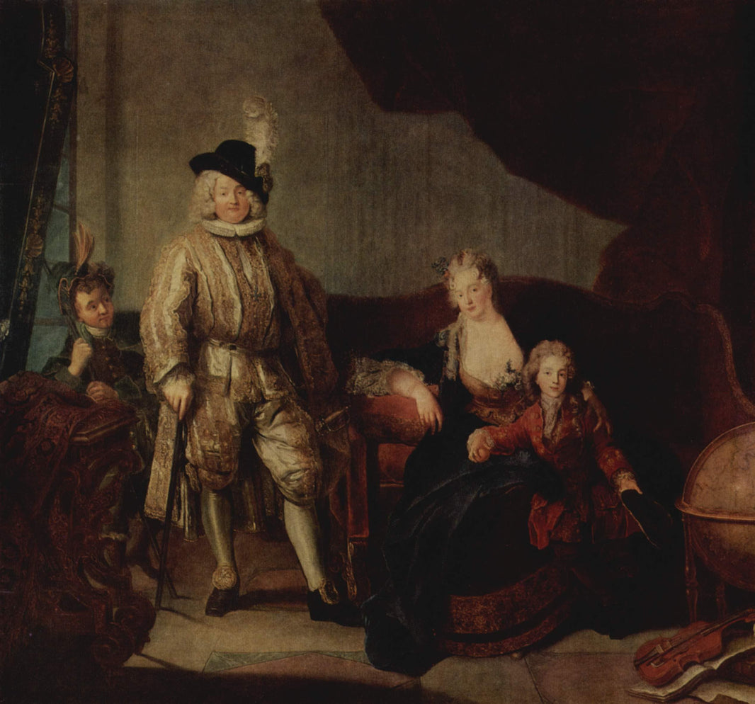 Family Portrait of Baron von Erlach by Antoine Pesne — hand-painted cultural oil painting reproduction on canvas