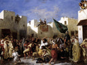 Fanatics of Tangier by Eugene Delacroix — hand-painted architectural oil painting reproduction on canvas