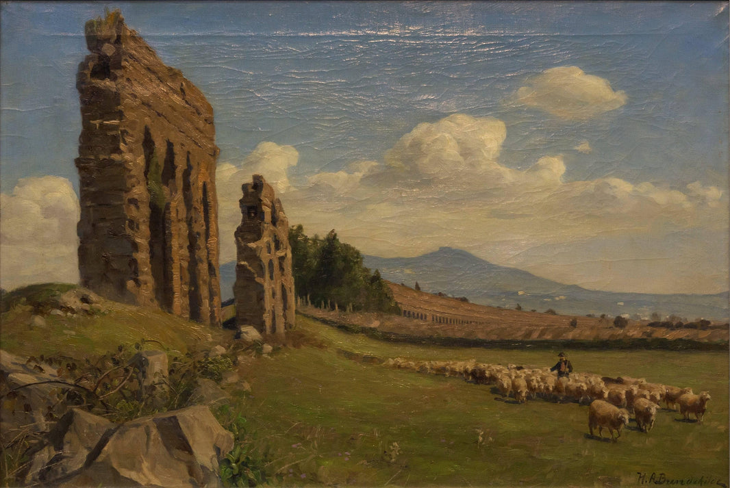 Fårehyrde På Den Romerske Campagne by Hans Andersen Brendekilde — hand-painted landscape oil painting reproduction on canvas