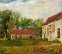 Farm at Rebais by Eva Gonzales — hand-painted architectural oil painting reproduction on canvas