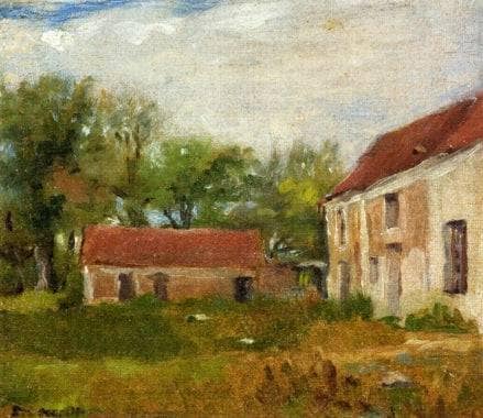 Farm at Rebais by Eva Gonzales — hand-painted architectural oil painting reproduction on canvas