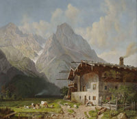 Farm in front of Garmisch. In the background the Wetterstein Mountains